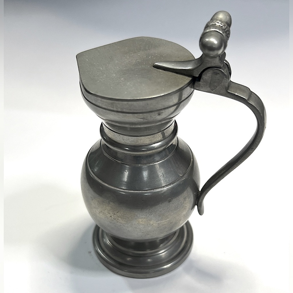 Vintage Crowned Rose Acorn Design Pewter Mini Pitcher